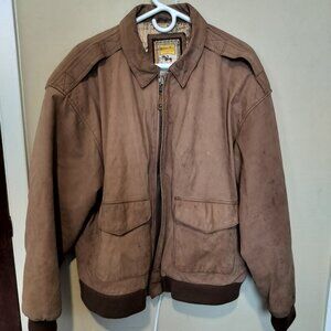 Suede Leather Bomber Jacket, Size L, by Hunters Run Y2K 90s Barn Workwear